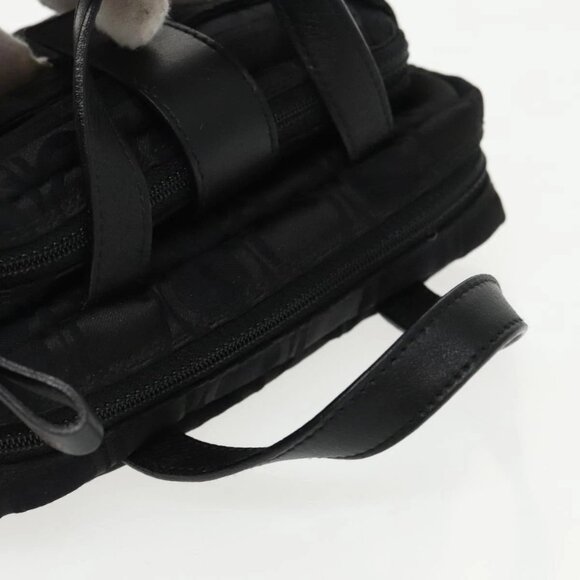 Salvatore Ferragamo Hand Bag Nylon Silver Black Auth am7194 - Picture 8 of 16